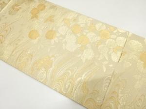 荒波に枝垂れ桜模様織り出し　袋帯